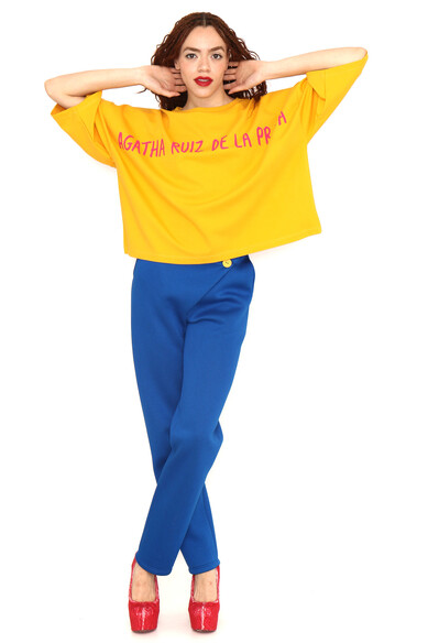 ﻿Agatha ruiz de la prada CAMISETA OVERSIZE AMARILLA ARP ROJO Grandes descuentos