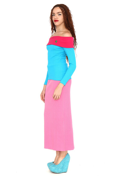 Agatha ruiz de la prada CAMISETA AZUL CUELLO BARCO FUCSIA Libre de impuestos