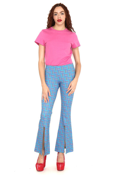 Agatha ruiz de la prada PANTALON FLARE AZUL RAYAS COLORES Rebajas