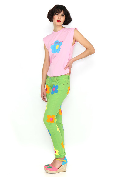 Agatha ruiz de la prada CAMISETA ROSA HOMBRERAS FLOR Liquidación