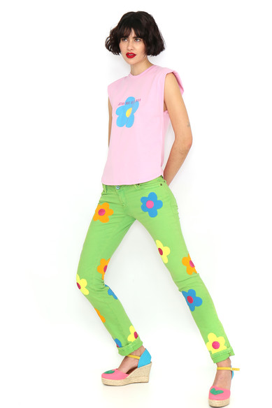 Agatha ruiz de la prada CAMISETA ROSA HOMBRERAS FLOR Liquidación