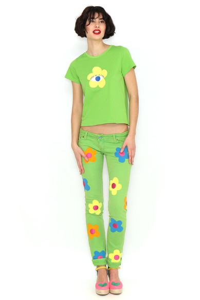 Agatha ruiz de la prada CAMISETA VERDE FLOR AMARILLO Grandes ahorros
