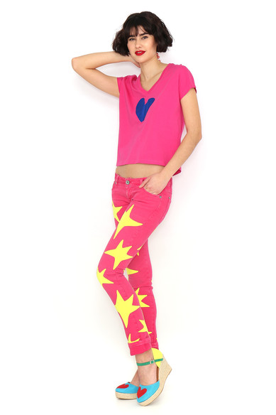 Agatha ruiz de la prada CAMISETA CORAZON FUCSIA Precio ultrabajo