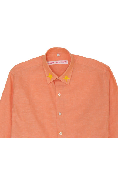 Agatha ruiz de la prada CAMISA HOMBRE NARANJA LINO Ofertas de temporada