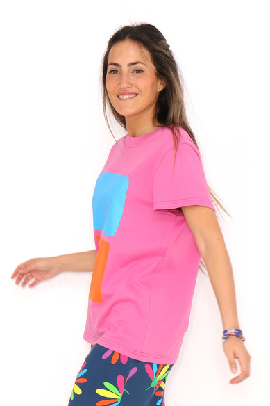 Agatha ruiz de la prada CAMISETA 2 CUADROS NARANJA Y AZUL Envío gratis