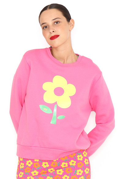 Agatha ruiz de la prada SUDADERA ROSA FLOR AMARILLA