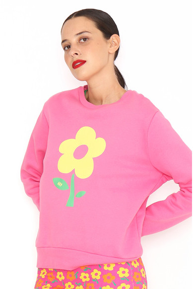Agatha ruiz de la prada SUDADERA ROSA FLOR AMARILLA En oferta