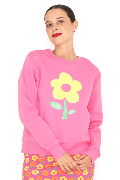 Agatha ruiz de la prada SUDADERA ROSA FLOR AMARILLA En oferta