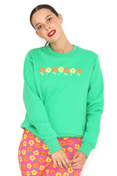 Agatha ruiz de la prada SUDADERA VERDE FLORES Libre de impuestos