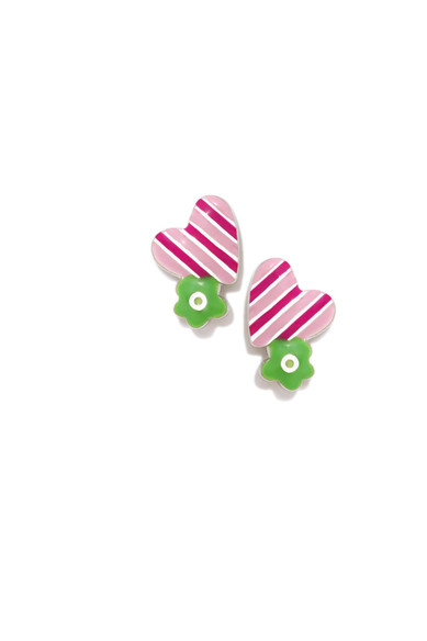 Agatha ruiz de la prada PENDIENTES CORAZON FLOR VERDE Última moda