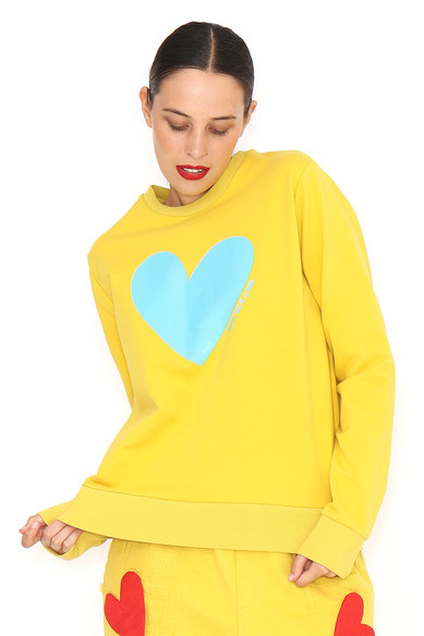 Agatha ruiz de la prada SUDADERA MOSTAZA CORAZON Rebajas de fábrica