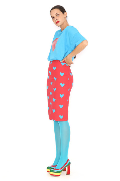 Agatha ruiz de la prada FALDA LAPIZ ROJA CORAZONES Tienda
