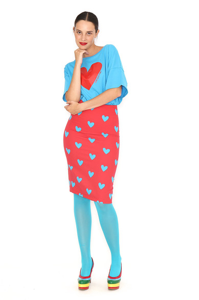 Agatha ruiz de la prada FALDA LAPIZ ROJA CORAZONES Tienda