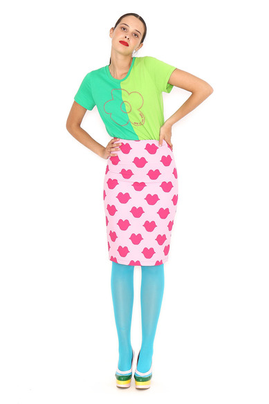 Agatha ruiz de la prada FALDA LAPIZ ROSA BESOS Liquidación