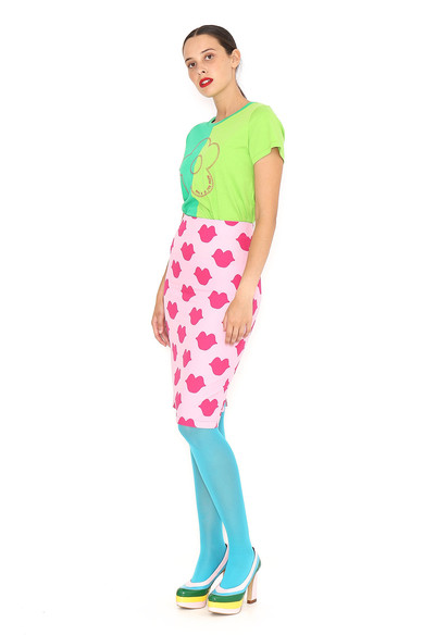Agatha ruiz de la prada FALDA LAPIZ ROSA BESOS Liquidación