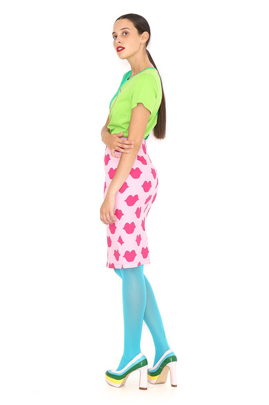 Agatha ruiz de la prada FALDA LAPIZ ROSA BESOS Liquidación