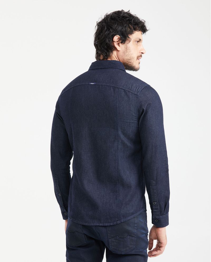 Chevignon Camisa en Denim 100% Algodón Slim Fit Manga Larga Azul Ultra Oscuro para Hombre Mejor oferta