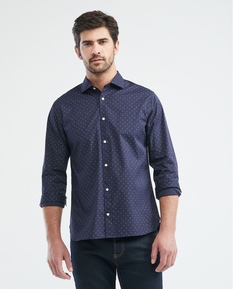 Chevignon Camisa Premium de Hombre Slim Fit Manga Larga - Mini Print Coolmax