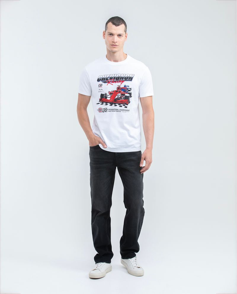 Chevignon Camiseta Gráfica de Hombre Slim Fit - Estampado con Carro de Carreras y Tipografías Rebajas