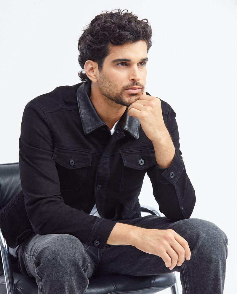 Chevignon Chaqueta de Hombre en Denim Tipo Trucker Straight Fit - Negro Cuello y Bolsillo en Cuero Rebajas de fábrica