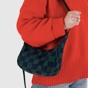 Dlirioshop Bolso Media Luna Cuadros Azul y Verde Ahorra y exporta