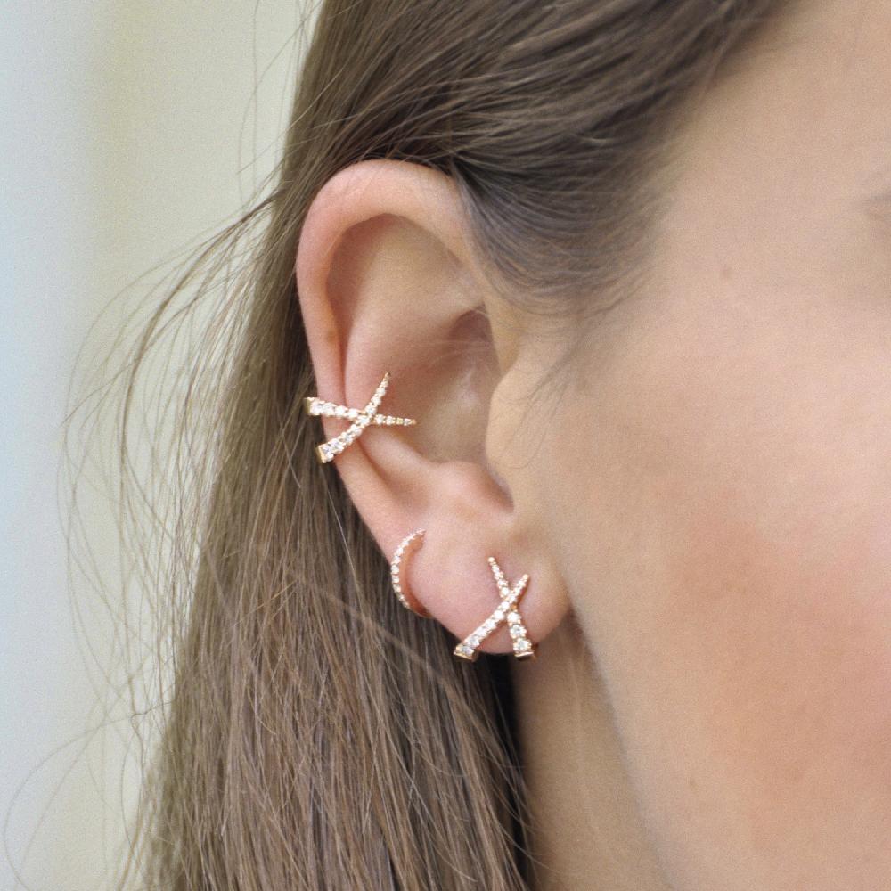 Gold&roses Ear Cuff Jardín de Aire diamantes Outlet