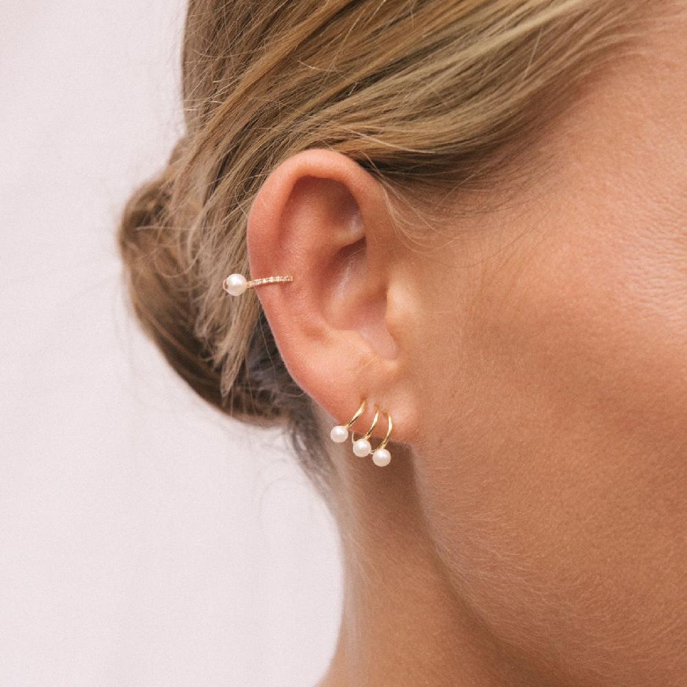 Gold&roses PENDIENTES TRIPLE ARO PERLAS En oferta
