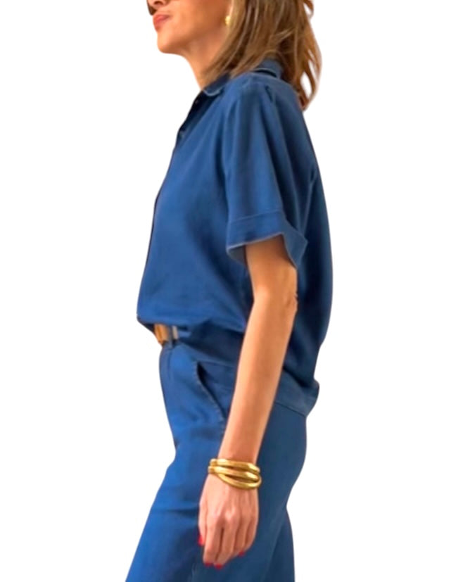 ﻿jolie jolie Camisa denim ligera azul Grandes descuentos