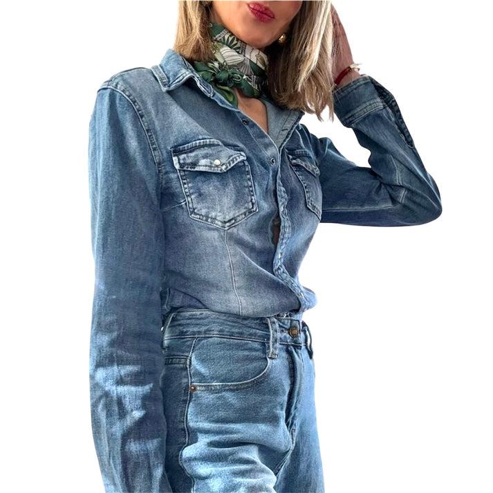 jolie jolie Camisa denim entallada Libre de impuestos