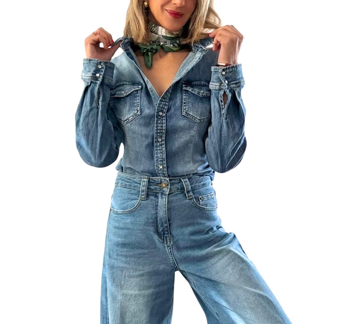 jolie jolie Camisa denim entallada Libre de impuestos