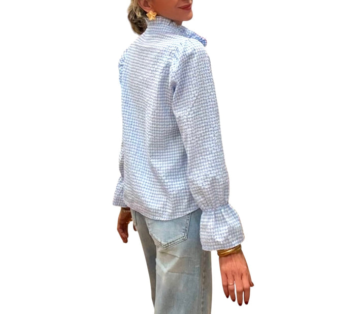 jolie jolie Camisa vichy azul celeste Ofertas especiales