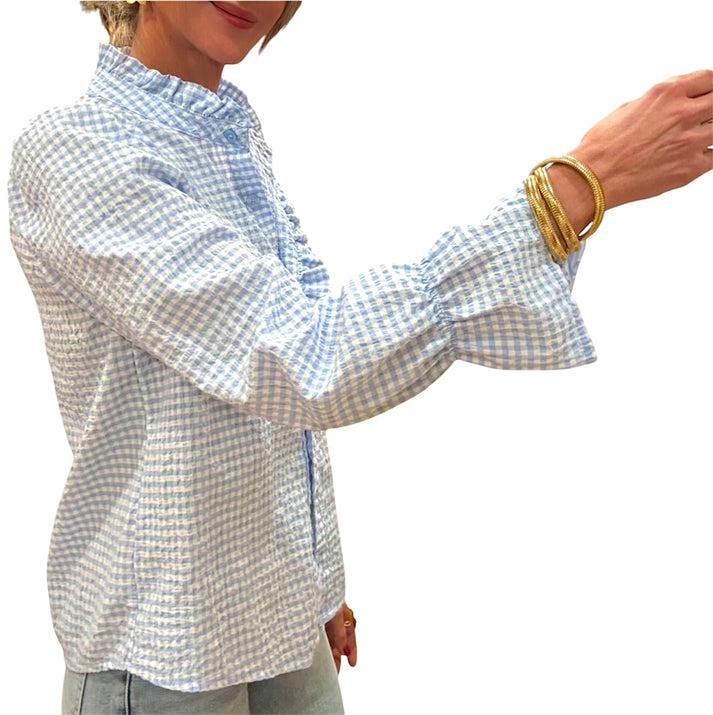 jolie jolie Camisa vichy azul celeste Ofertas especiales
