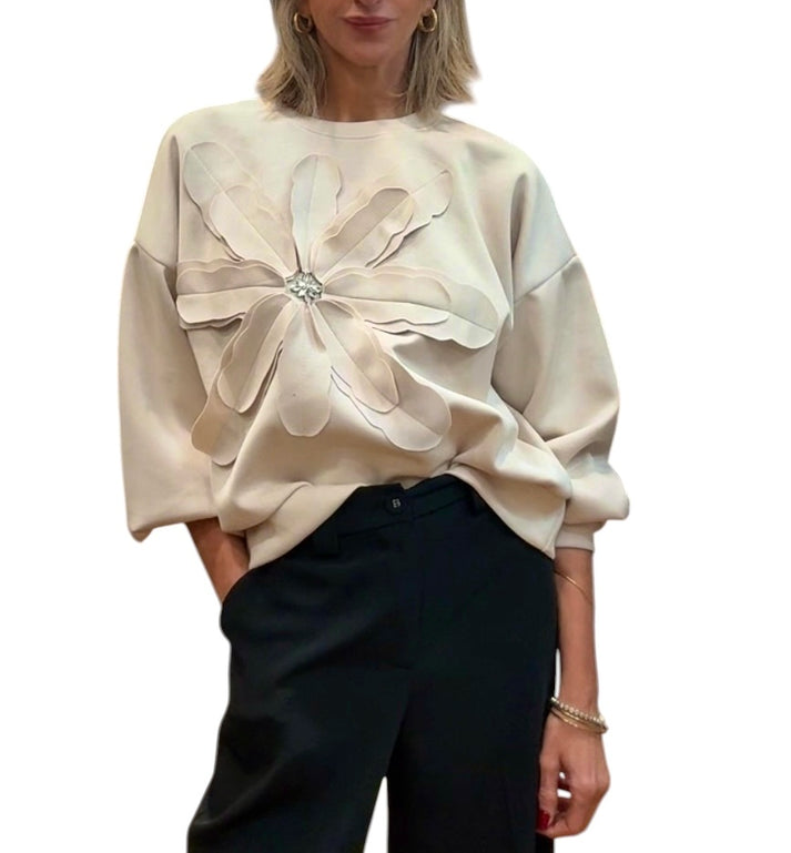 jolie jolie Sudadera flor beige En oferta