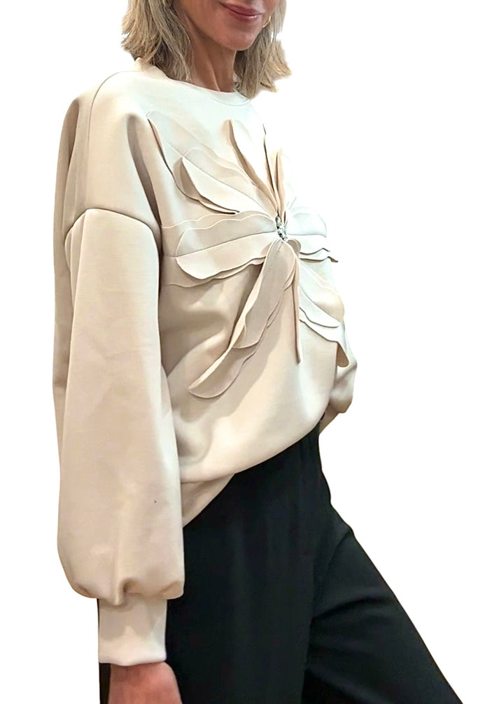 jolie jolie Sudadera flor beige En oferta