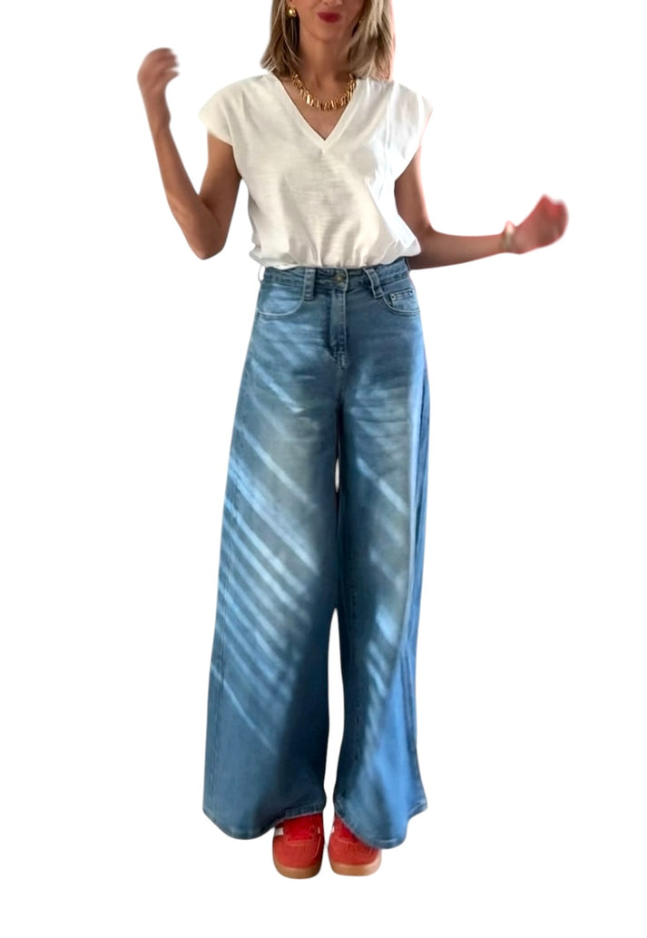 jolie jolie Denim ancho azul Mejor oferta