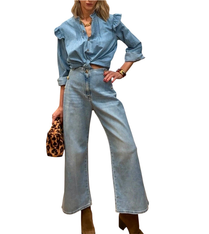 jolie jolie Denim azul claro botones laterales Envío gratis
