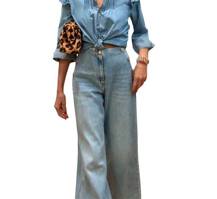 jolie jolie Denim azul claro botones laterales Envío gratis