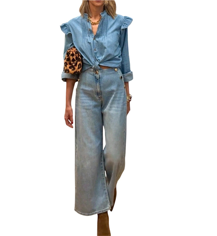 jolie jolie Denim azul claro botones laterales Envío gratis