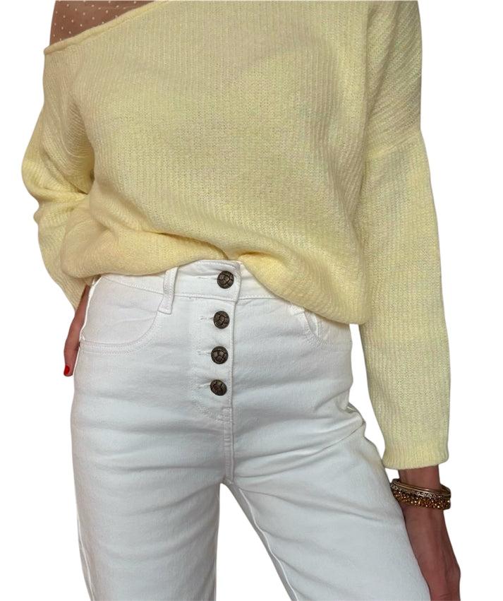 jolie jolie Pantalón denim botones blanco COMPRAR AHORA