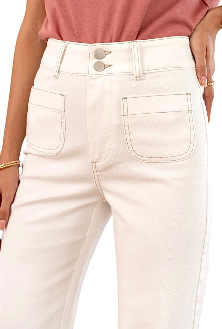 jolie jolie Pantalón denim bolsillos blanco roto Precio de fábrica