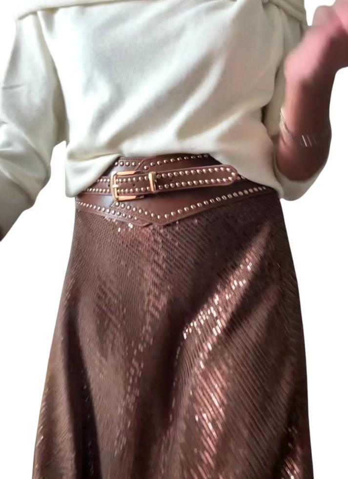 jolie jolie Falda lentejuelas marrón Promoción trimestral