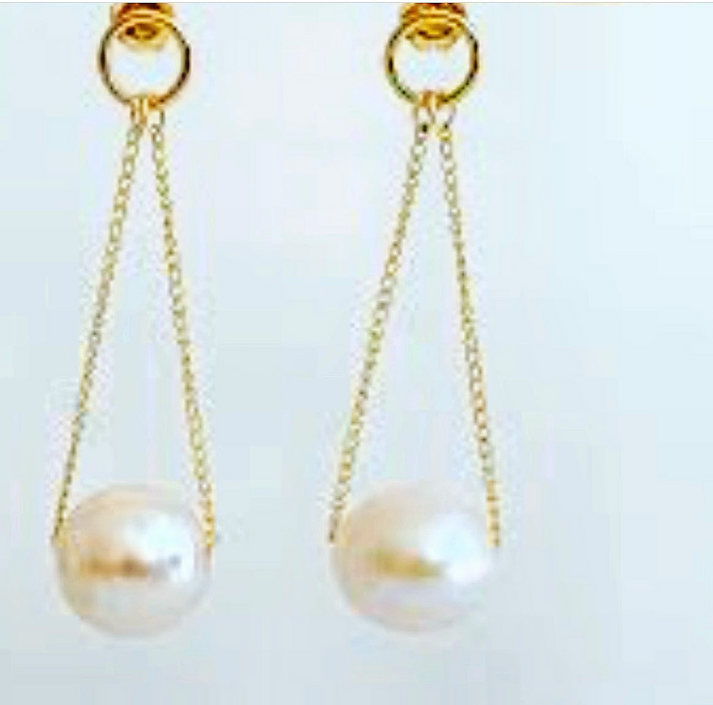 jolie jolie Pendientes doble cadena perlas Tienda de fábrica
