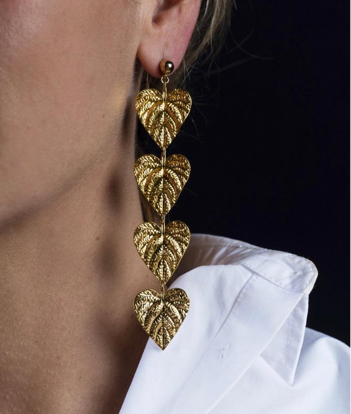 jolie jolie Pendientes hojas doradas Oferta exclusiva