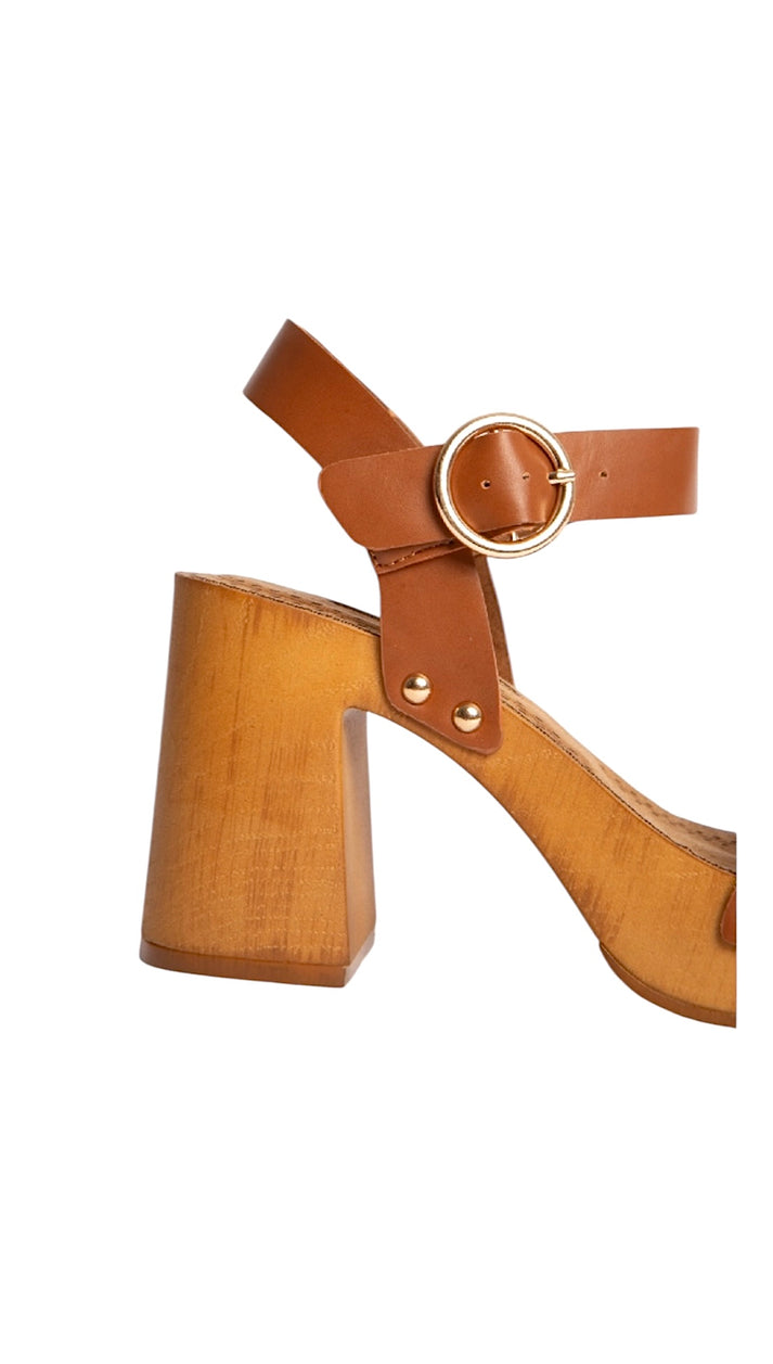 jolie jolie Sandalia tacón camel Rebajas de fin de temporada