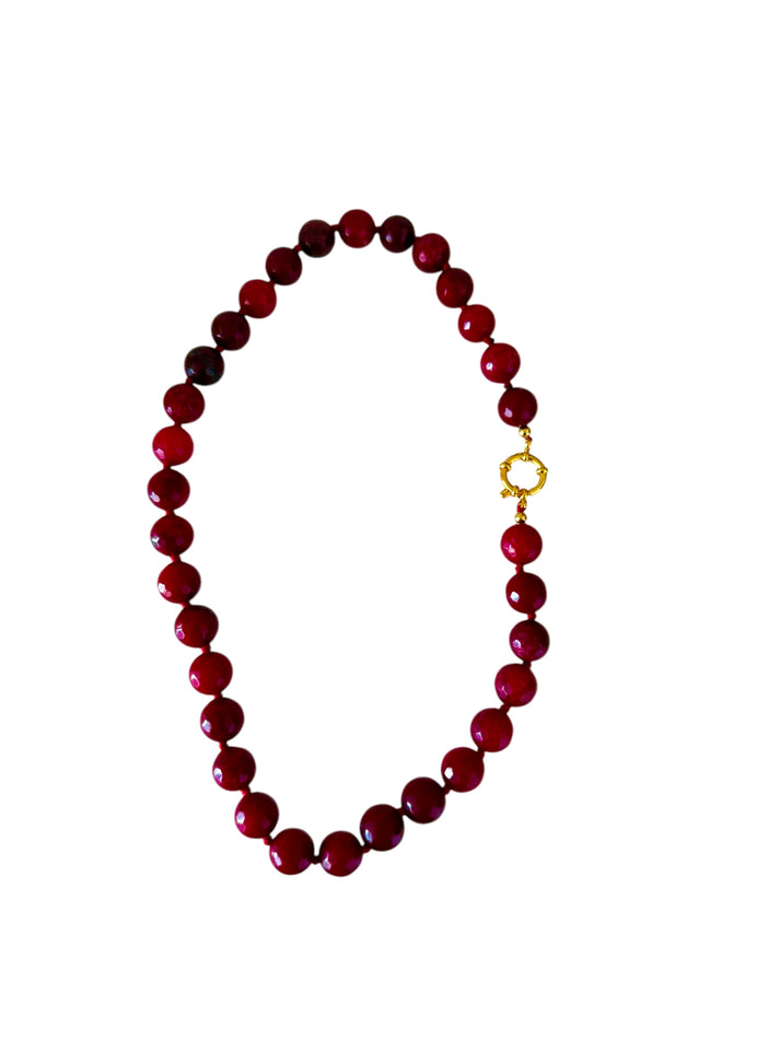 jolie jolie Collar piedras ágata burdeos Venta caliente