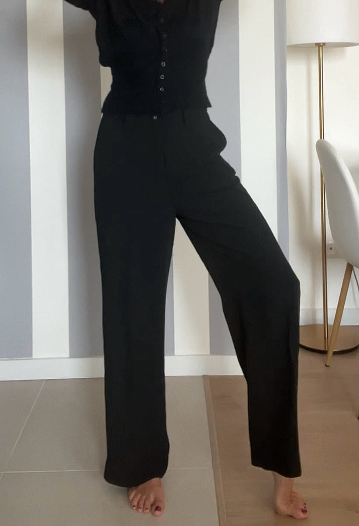 jolie jolie Pantalón traje fino negro Descuento