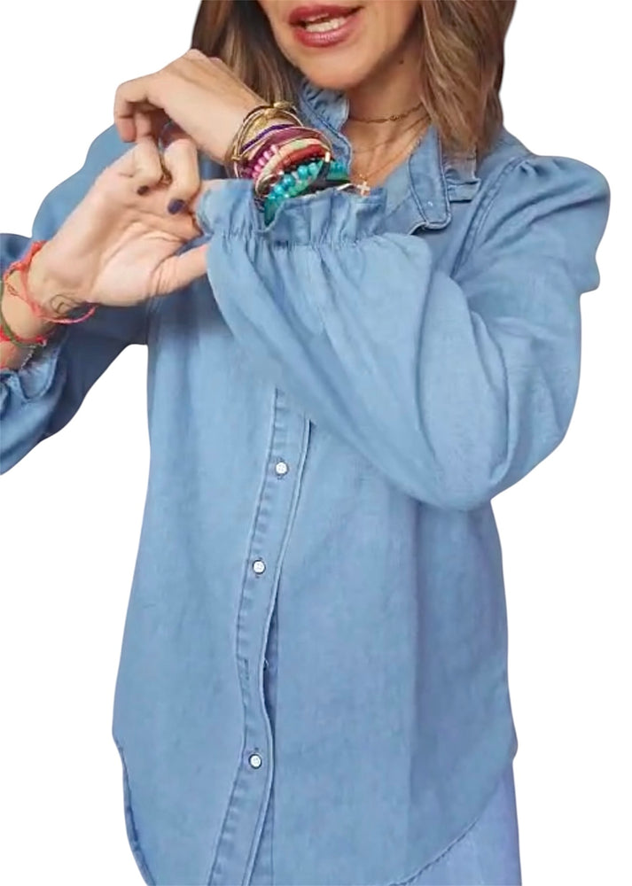 jolie jolie Camisa denim azul Envío gratis