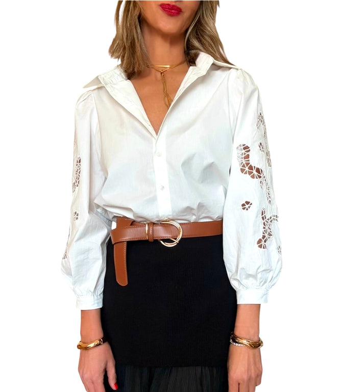 jolie jolie Camisa blanca detalle mangas Últimos 3 días