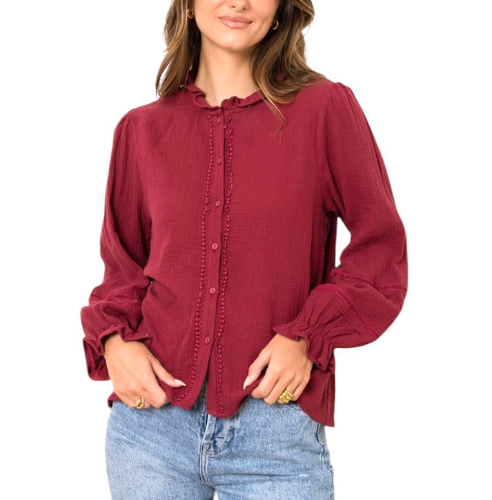 jolie jolie Camisa detalles burdeos COMPRAR AHORA