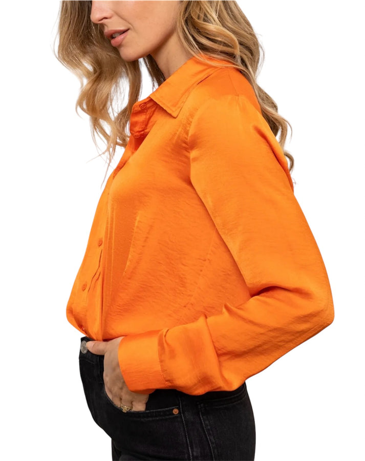 jolie jolie Camisa satinada naranja Últimos 2 días